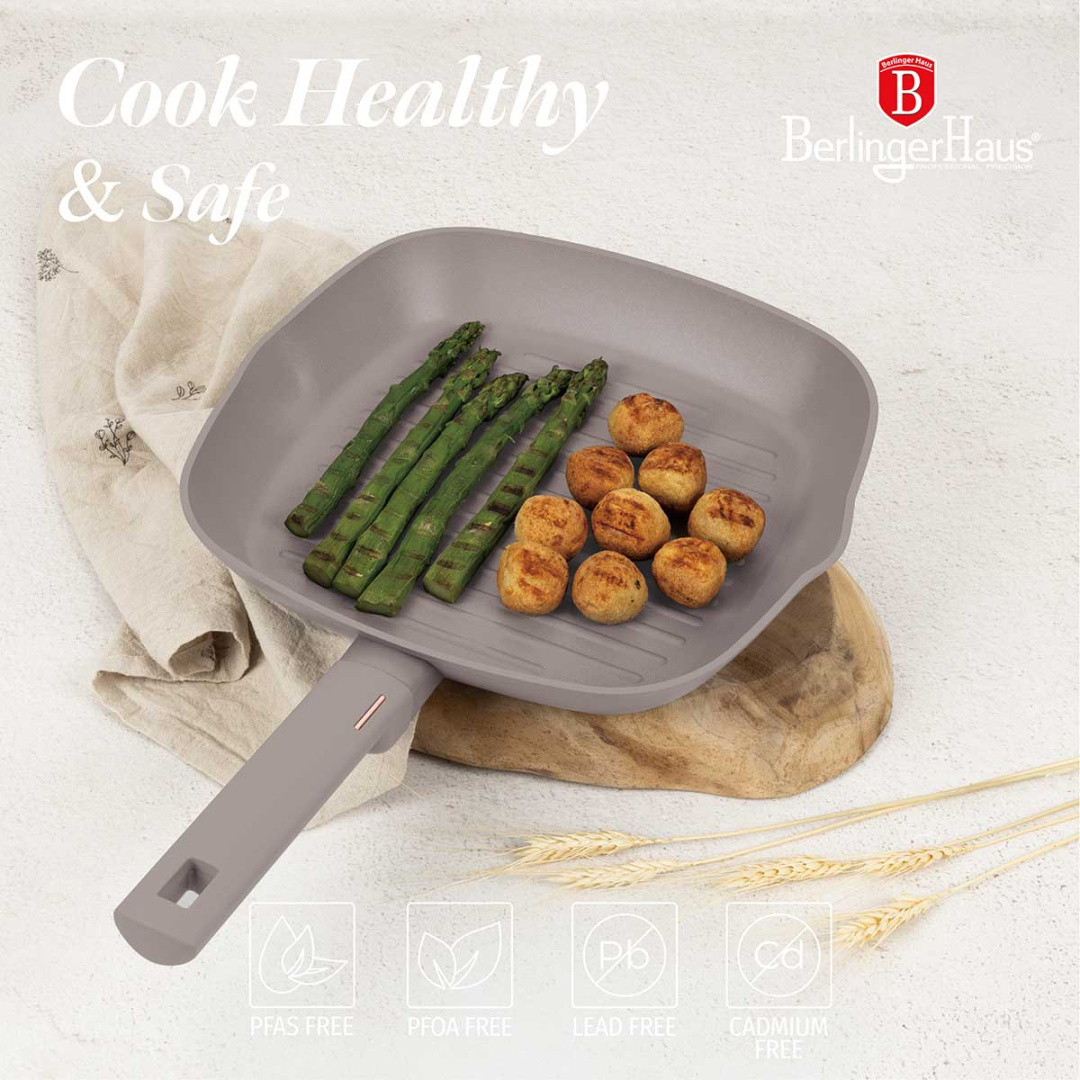 PATELNIA GRILLOWA TYTANOWA 28cm BERLINGER HAUS BH-8096 TAUPE